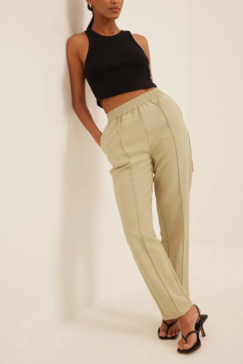 Elastic Waist Seamline Pants