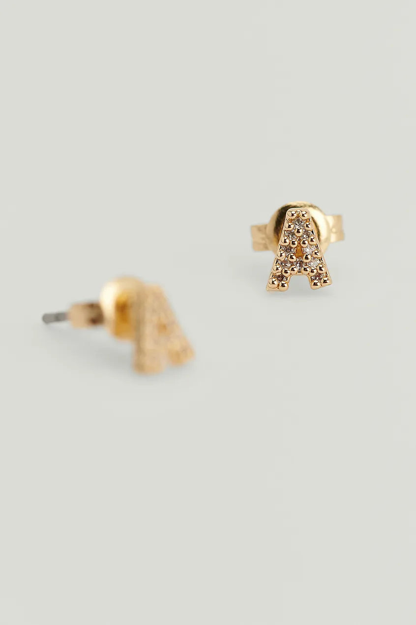 Sparkling Letter Studs Gold