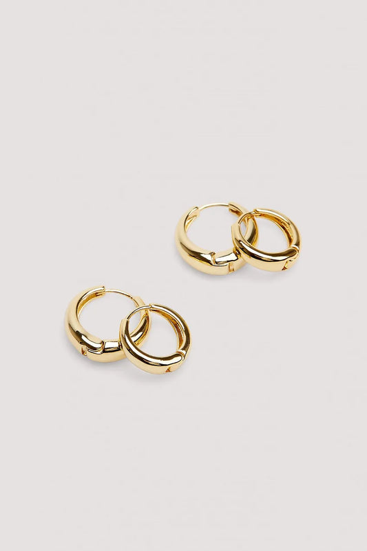 2-pack 18k Gold Plated Basic Chubby Hoops