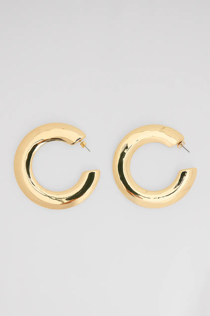 Big Flat Hoop Earrings Gold