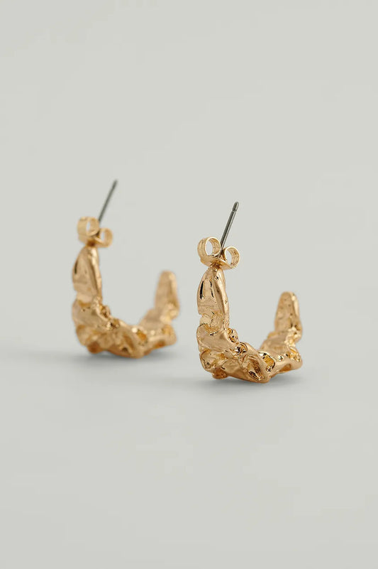 Chunky Hammered Hoops Gold