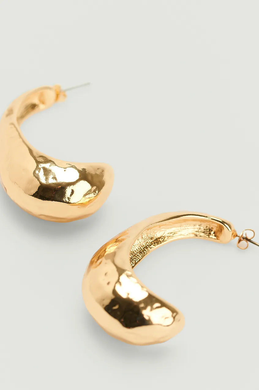 Chunky Structured Hoop Earrings Gold