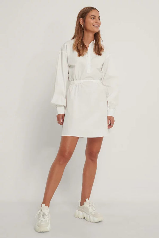 Cinched Shirt Dress White