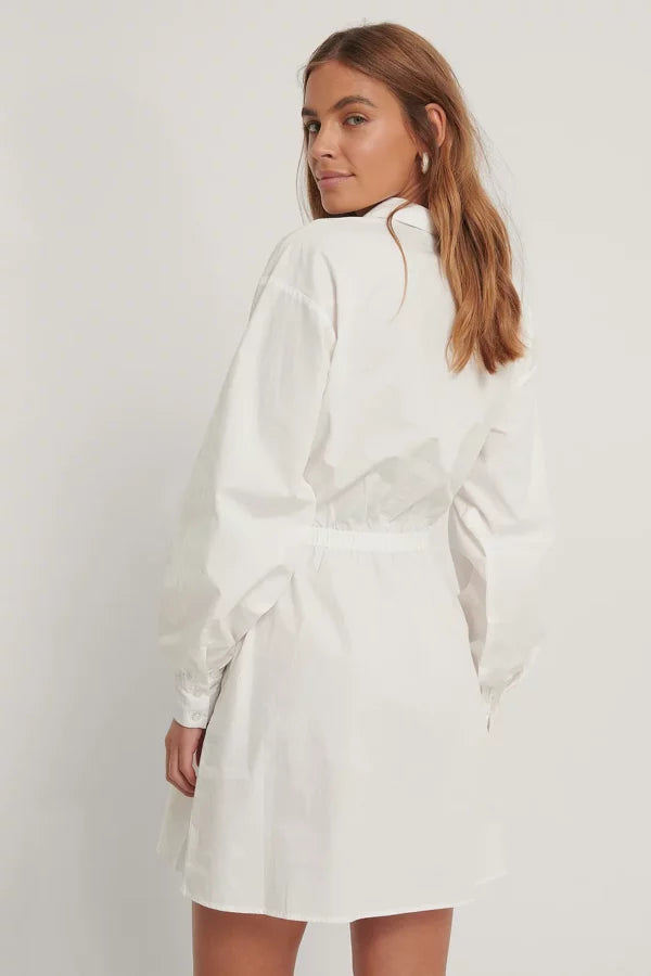 Cinched Shirt Dress White