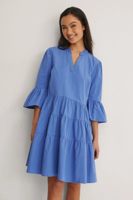 Flowy Cotton Dress Blue