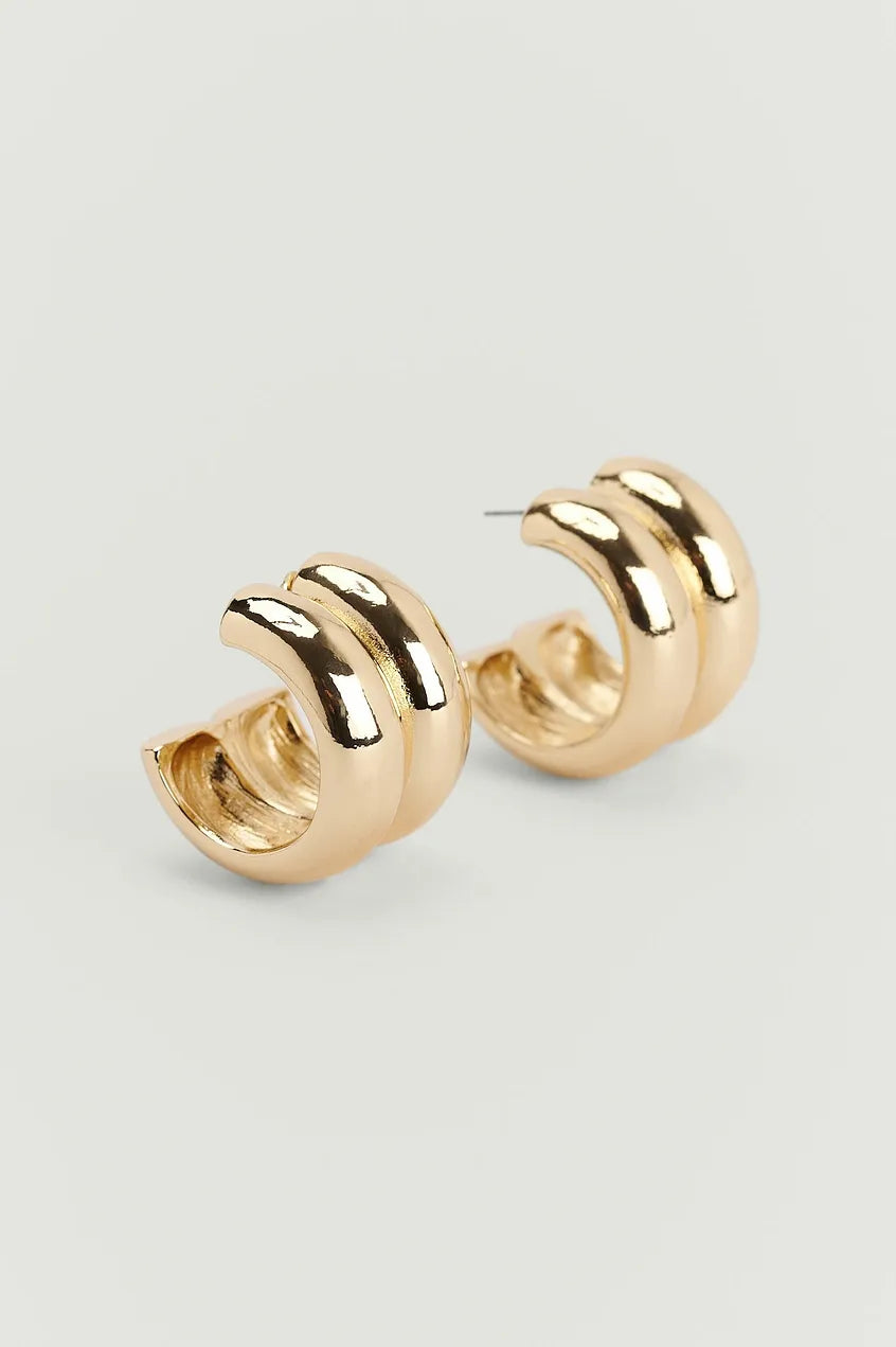 Double Chunky Earrings Gold