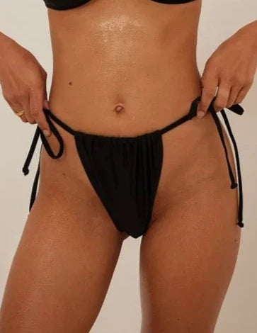 Drawstring Tie High Cut Bikini Panty