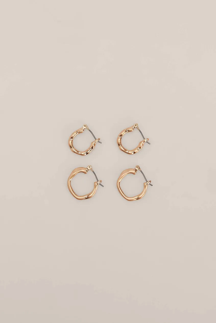 Frosted Double Pack Hoops Gold