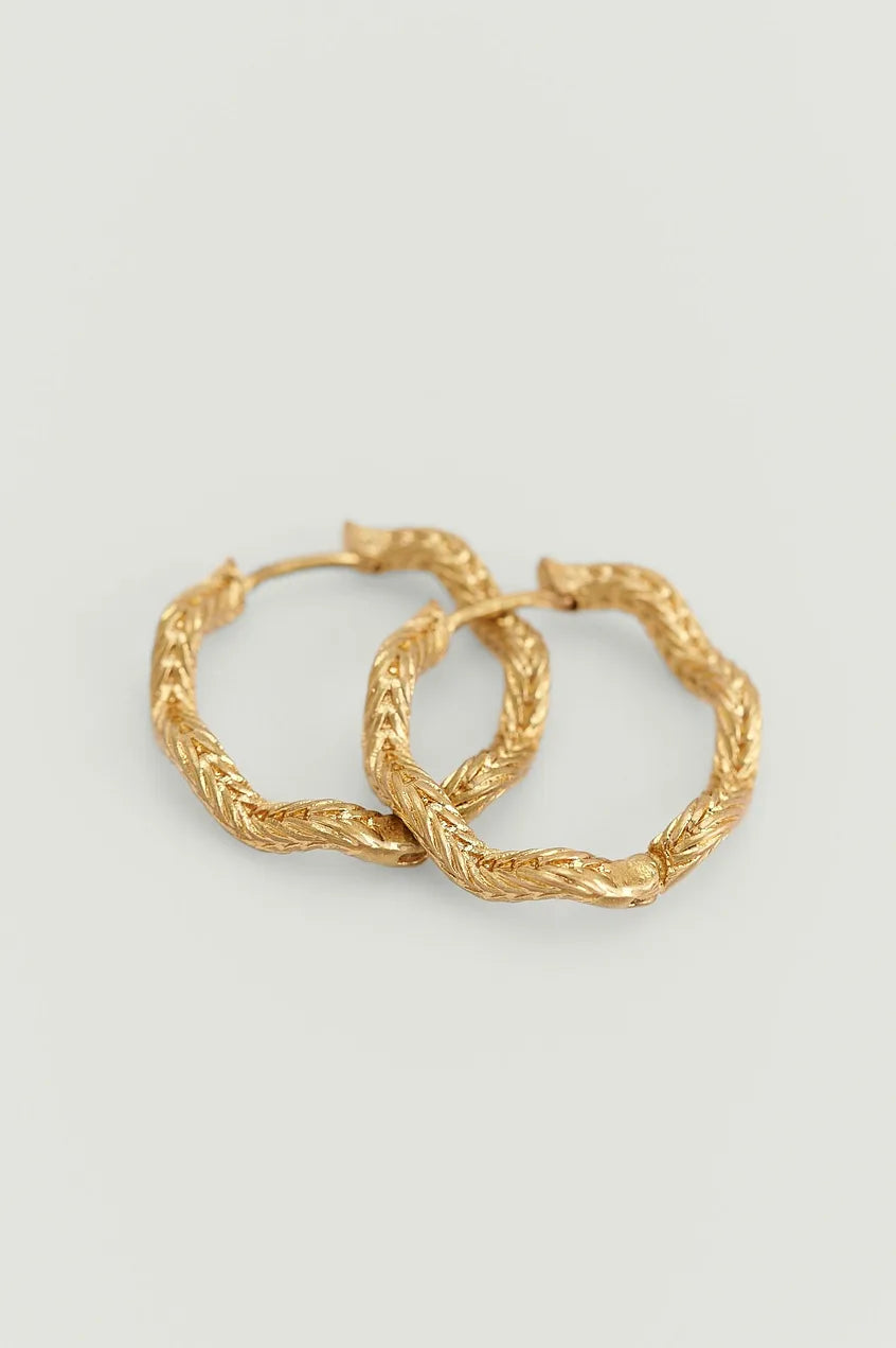 Frosted Wavy Hoops Gold