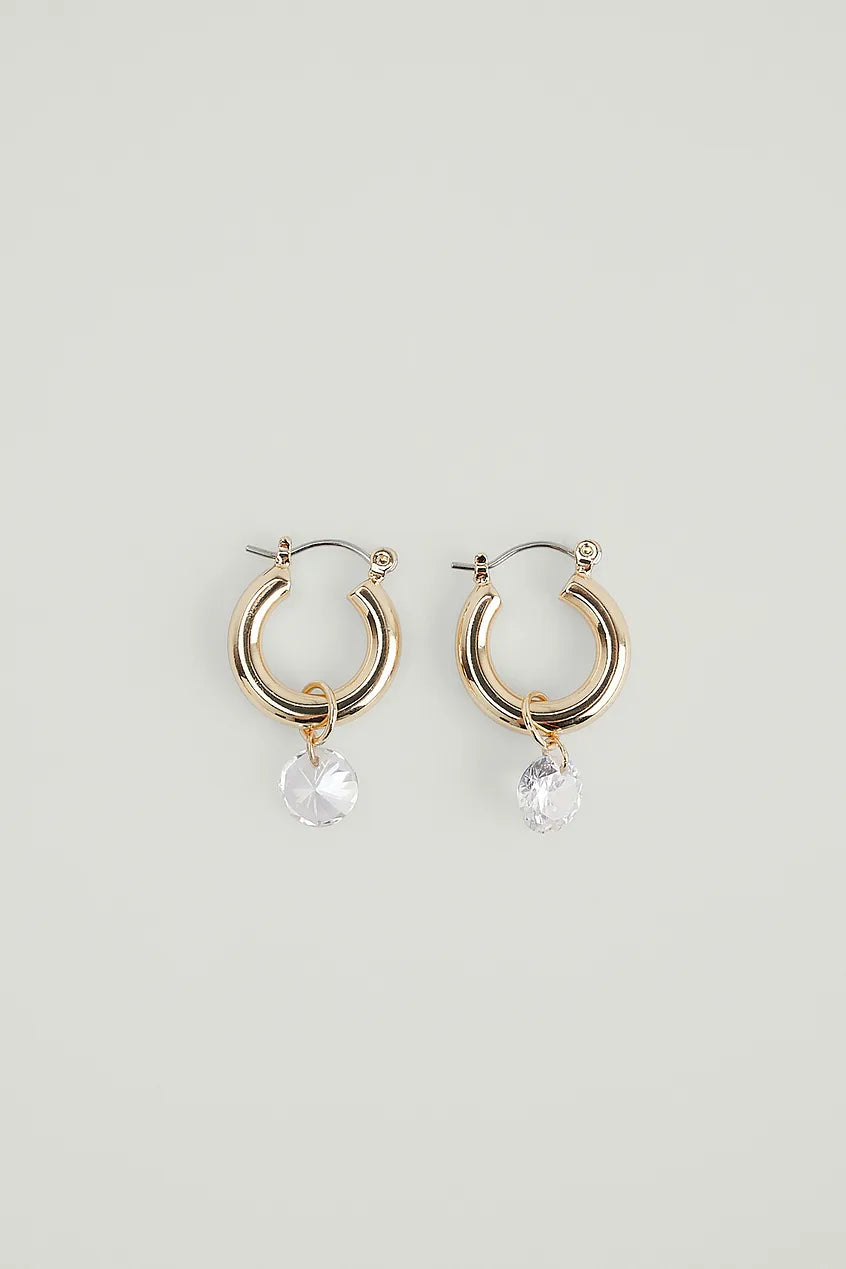 Hanging Stone Hoops Gold