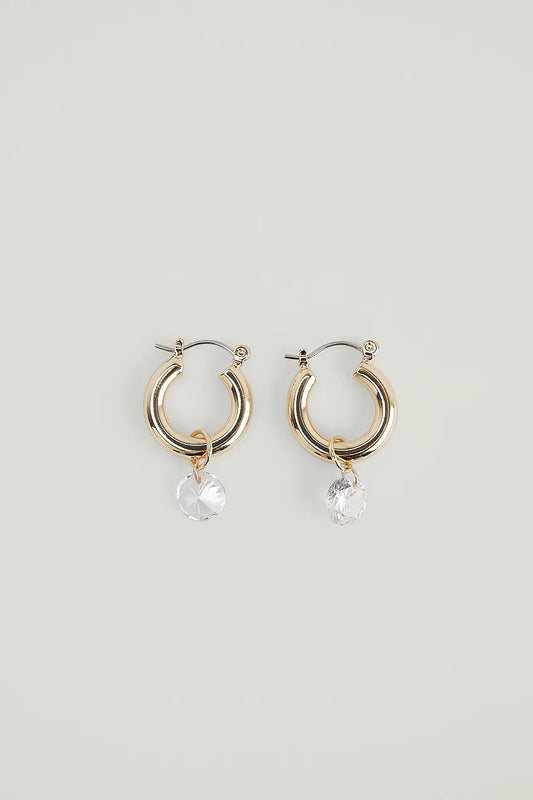 Hanging Stone Hoops Gold