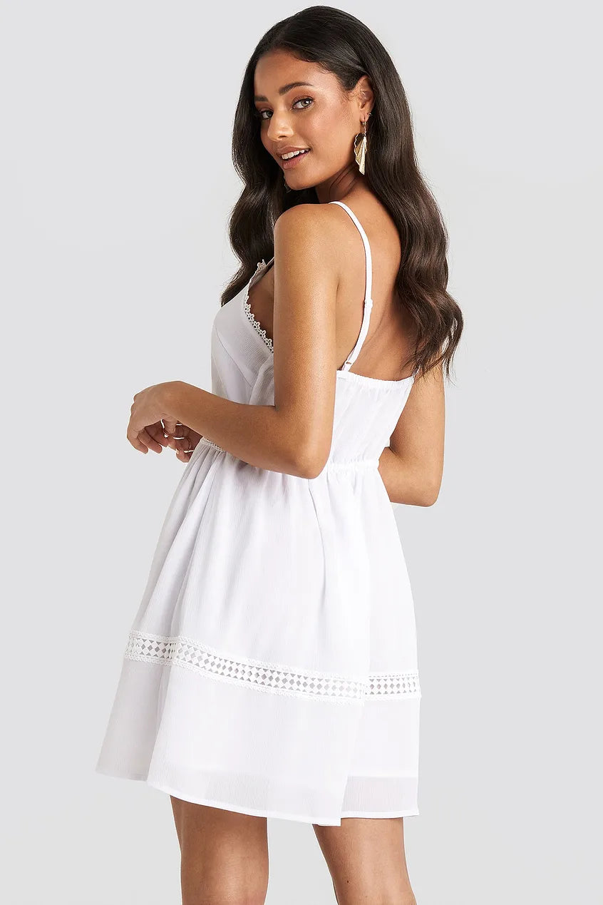 Lace Insert Flowy Mini Dress