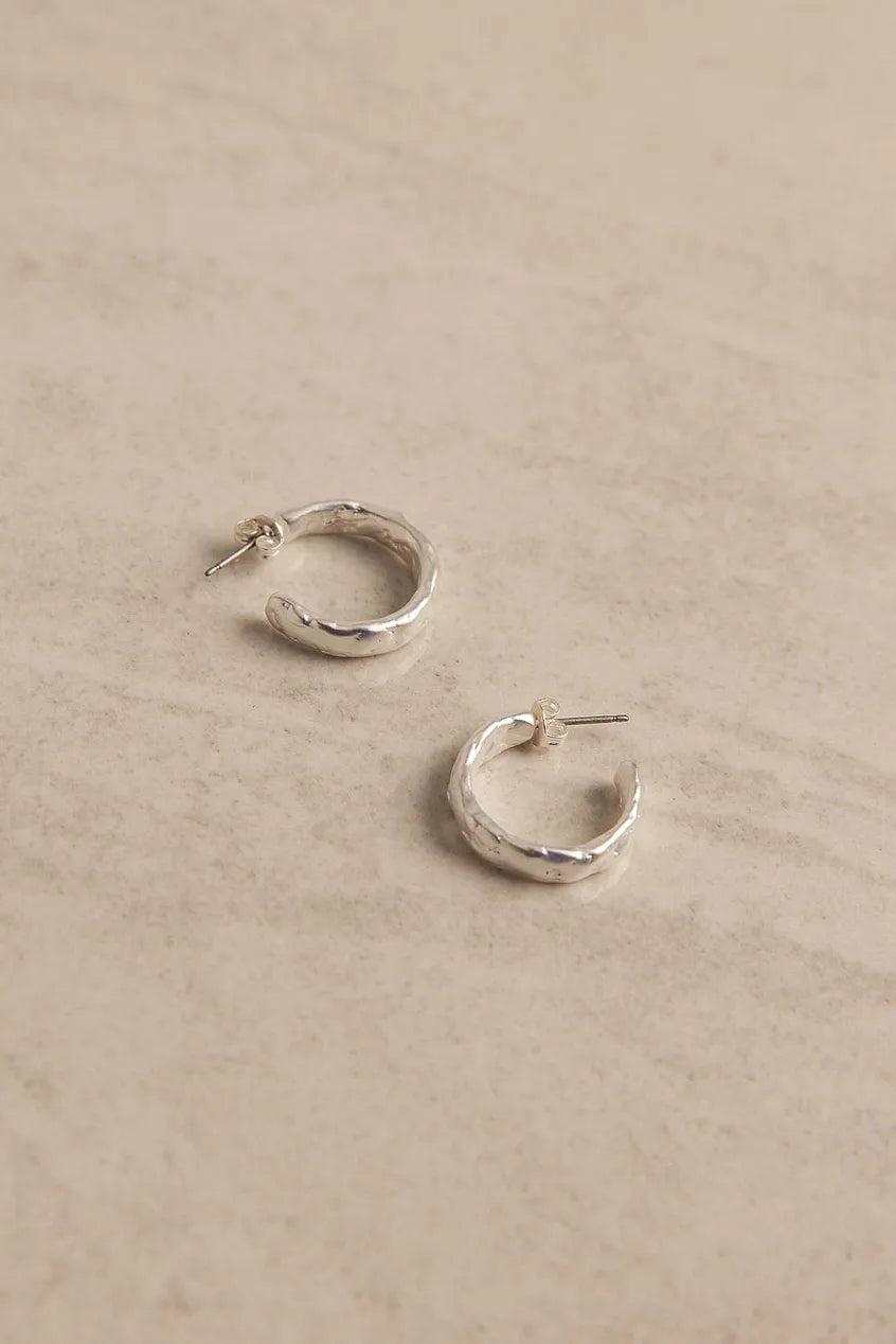 Midi Crafted Silver Plated Hoops Silver