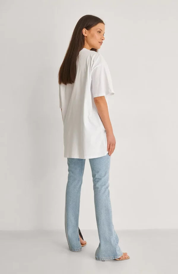 Round Neck Oversized Tee White