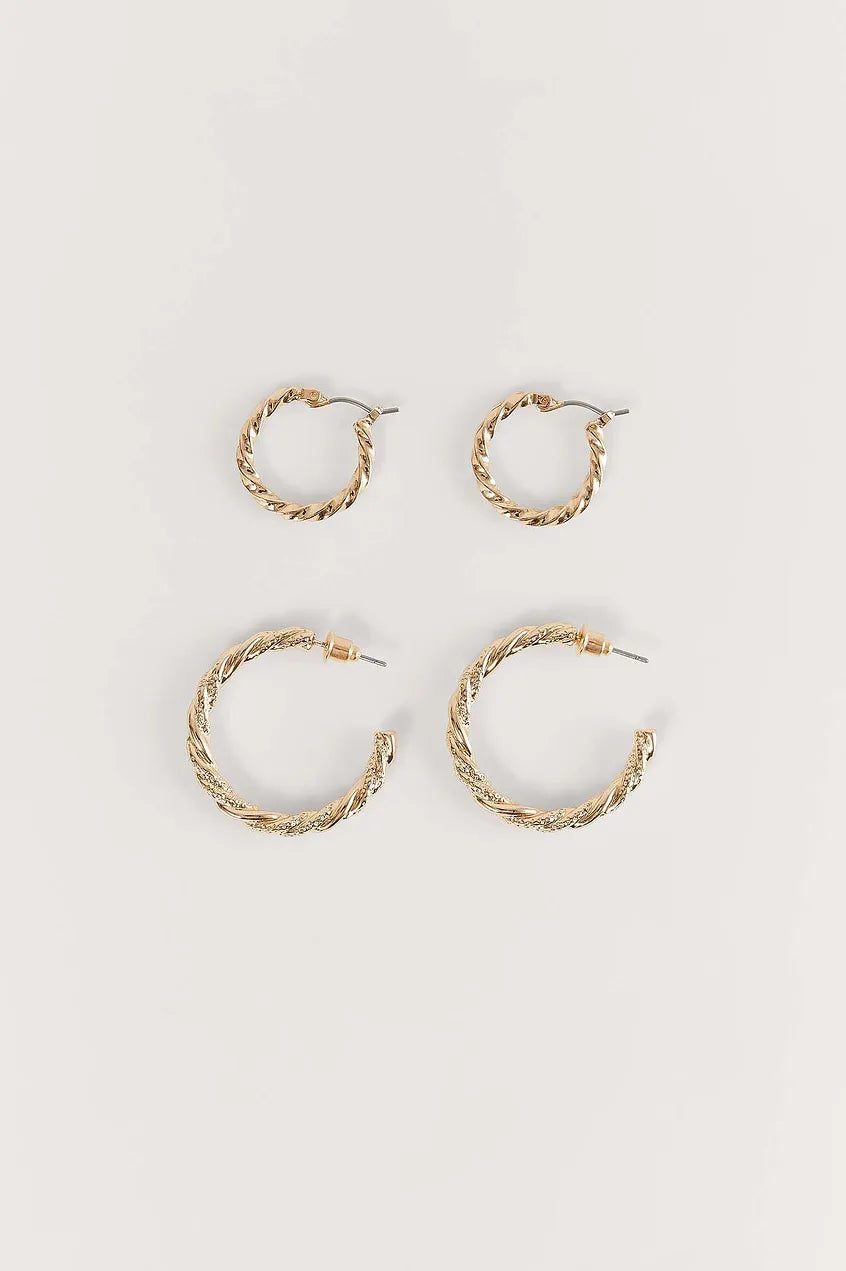 Braided Earrings Set Gold