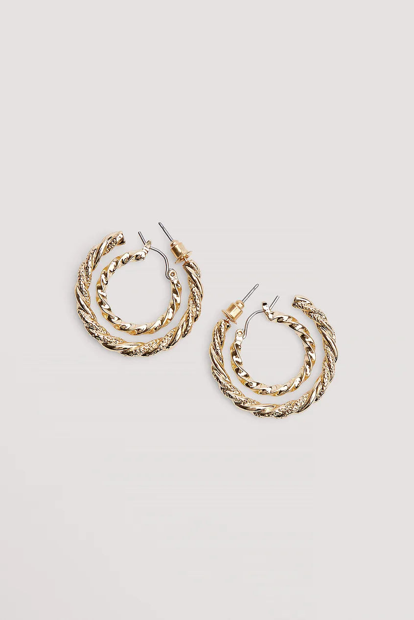 Braided Earrings Set Gold