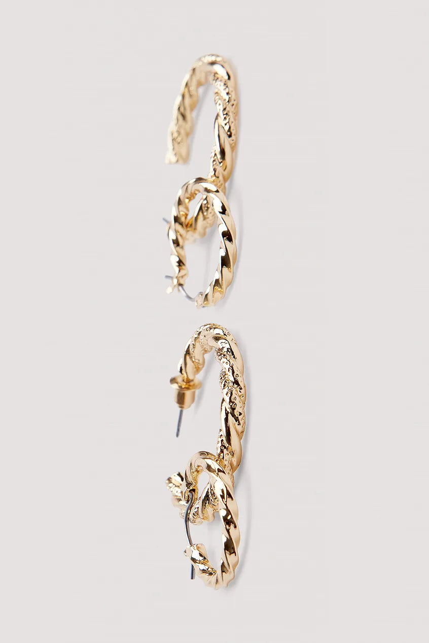 Braided Earrings Set Gold