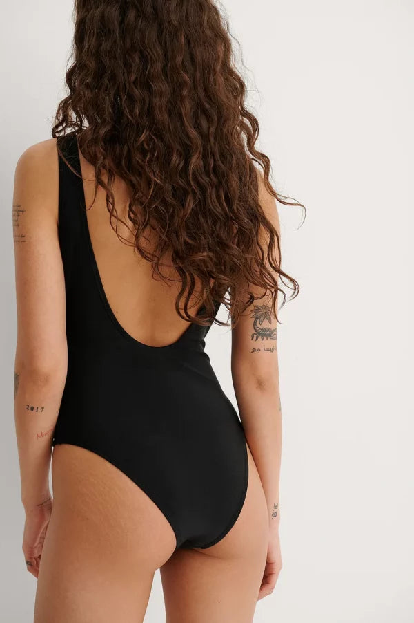 Recycled High Leg Swimsuit Black