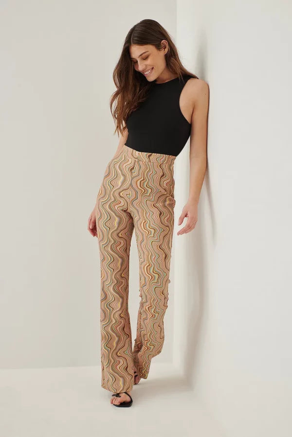 Printed V-shaped Suit Pants