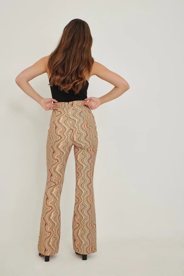 Printed V-shaped Suit Pants