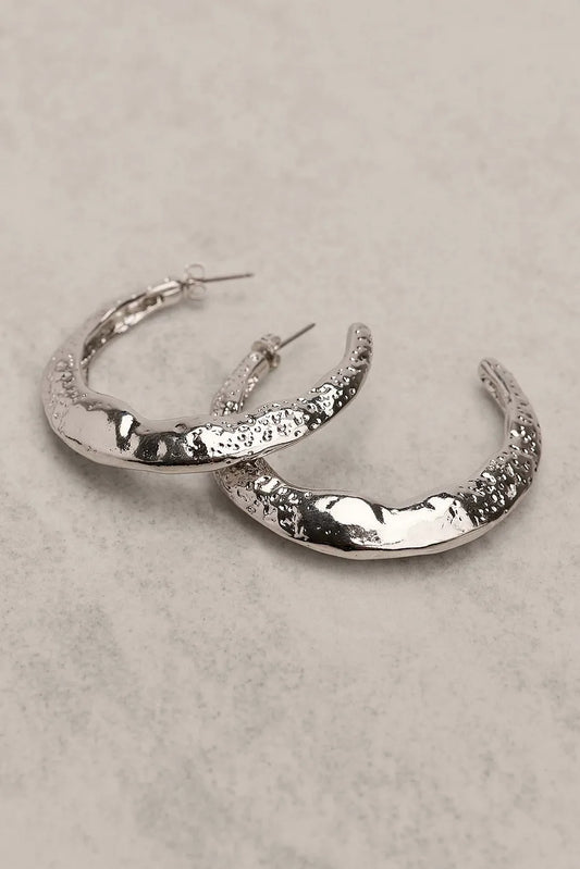 Slim Structured Hoops Silver