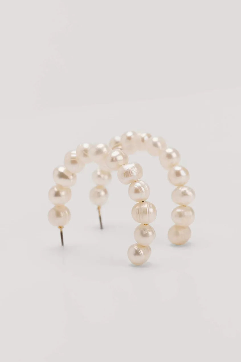 Small Pearl Hoops