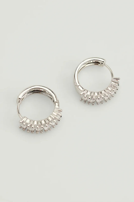 Sparkling Wide Hoops Silver