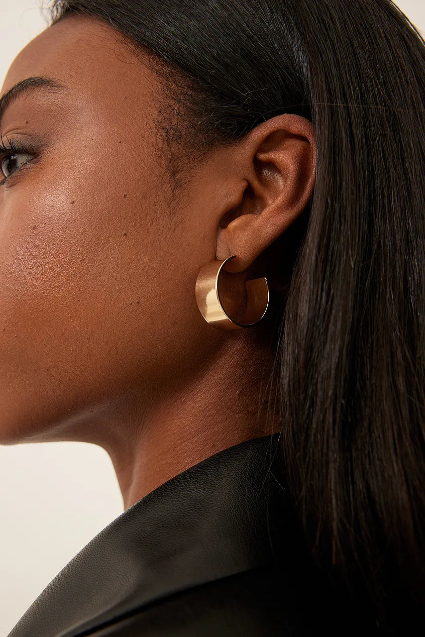 Squared Shape Chunky Hoops Gold