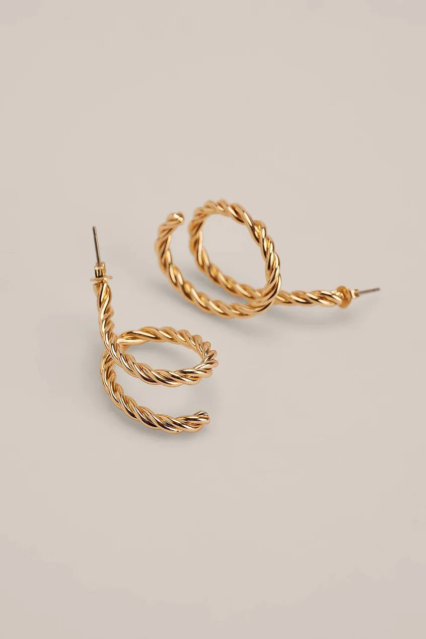 Twisted Wired Earrings Gold