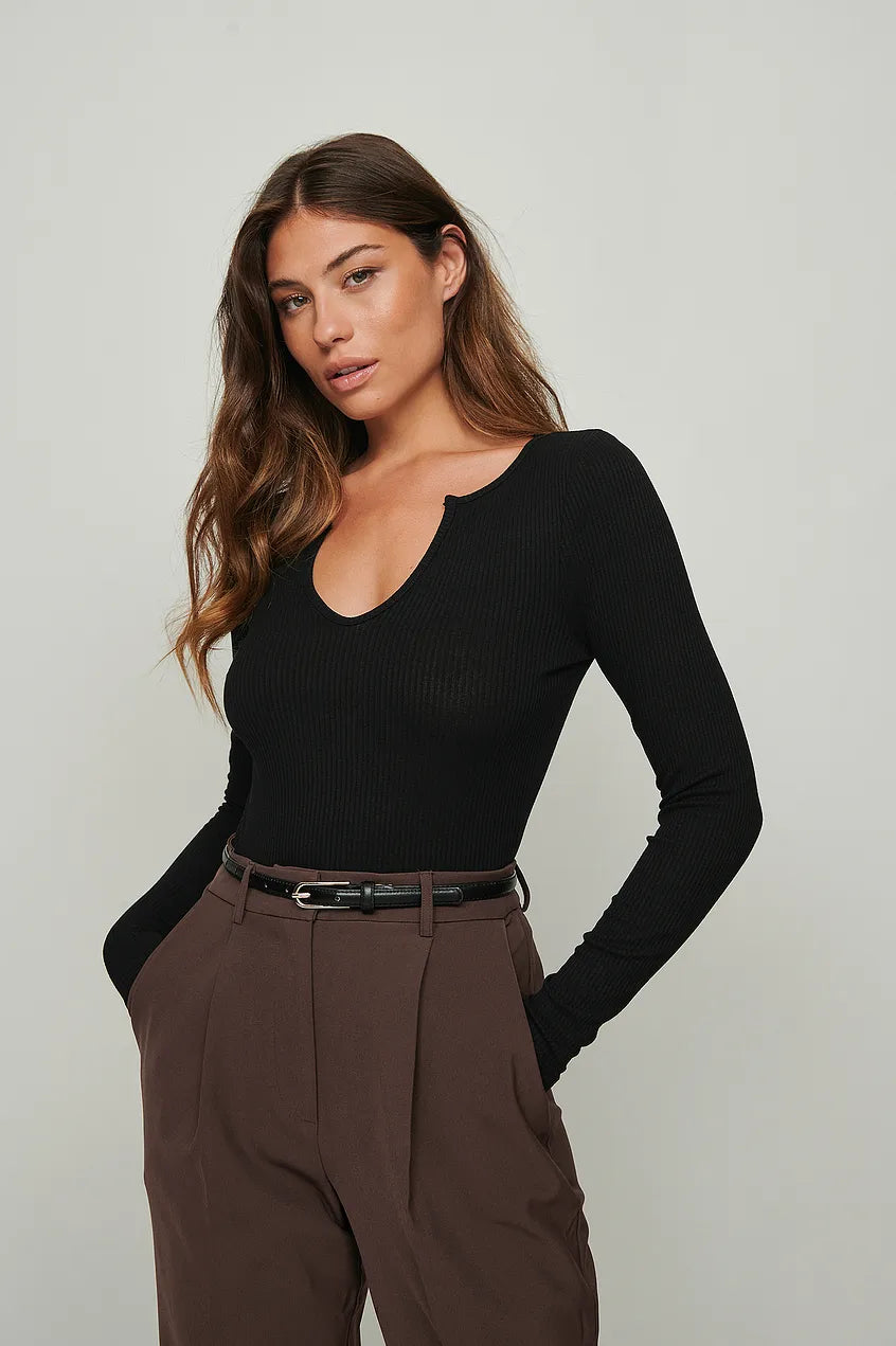 V-Neck Rib Top