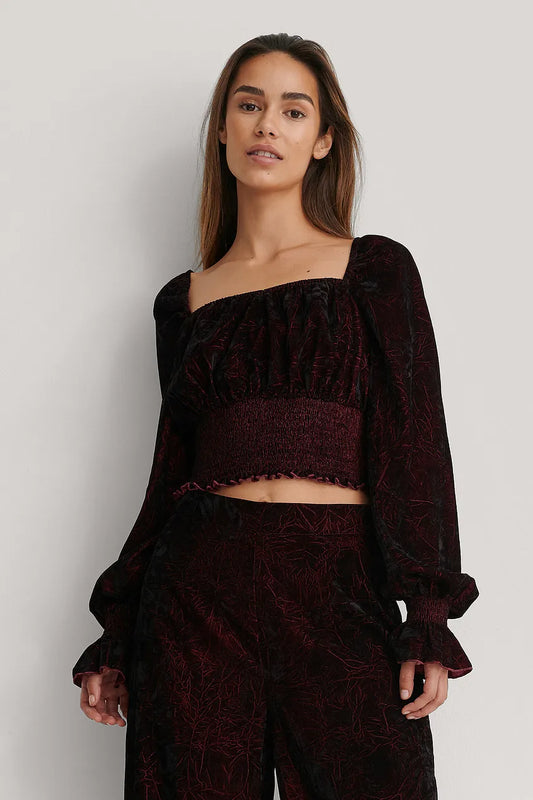 Velvet Smocked Top