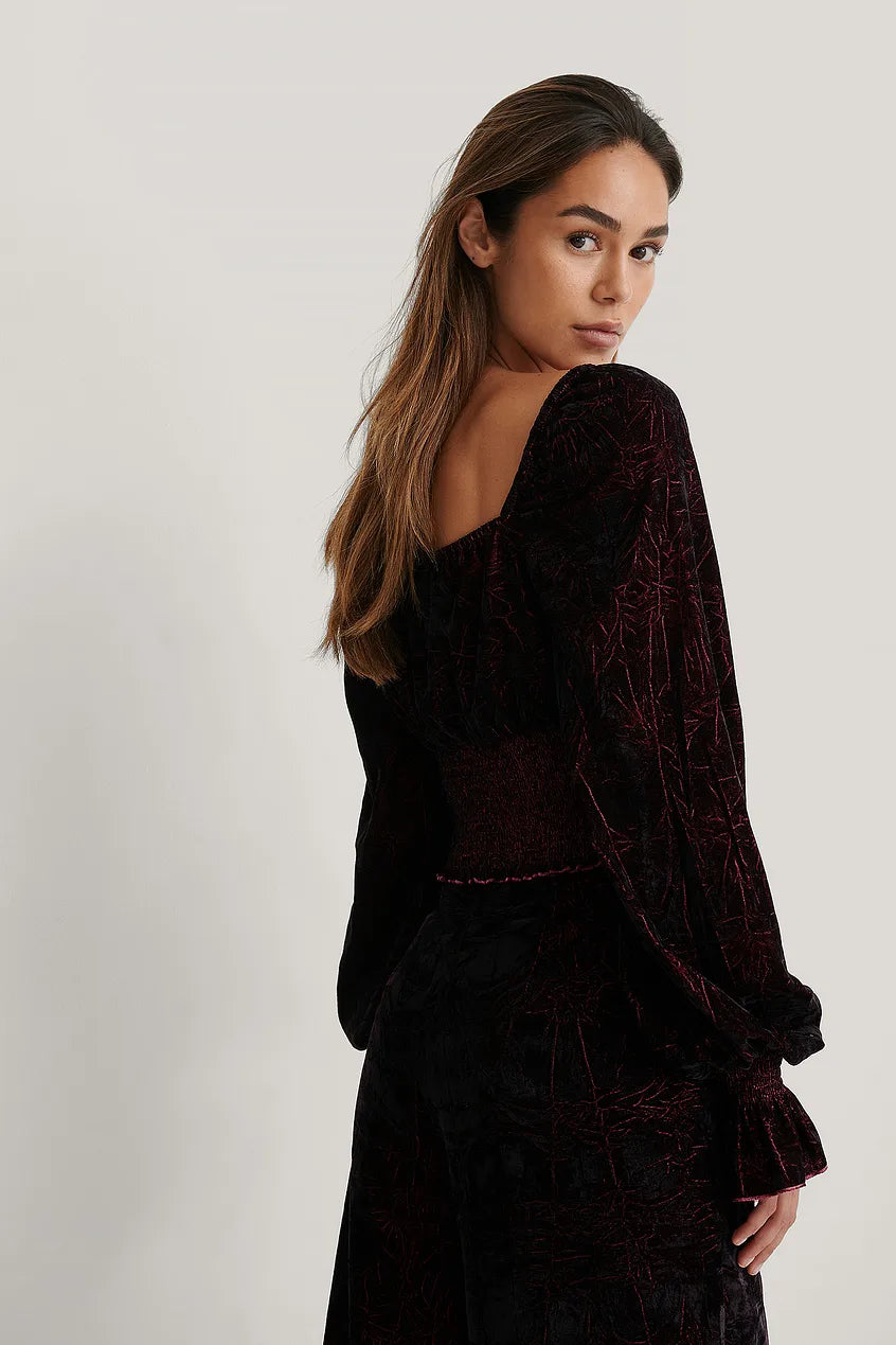 Velvet Smocked Top