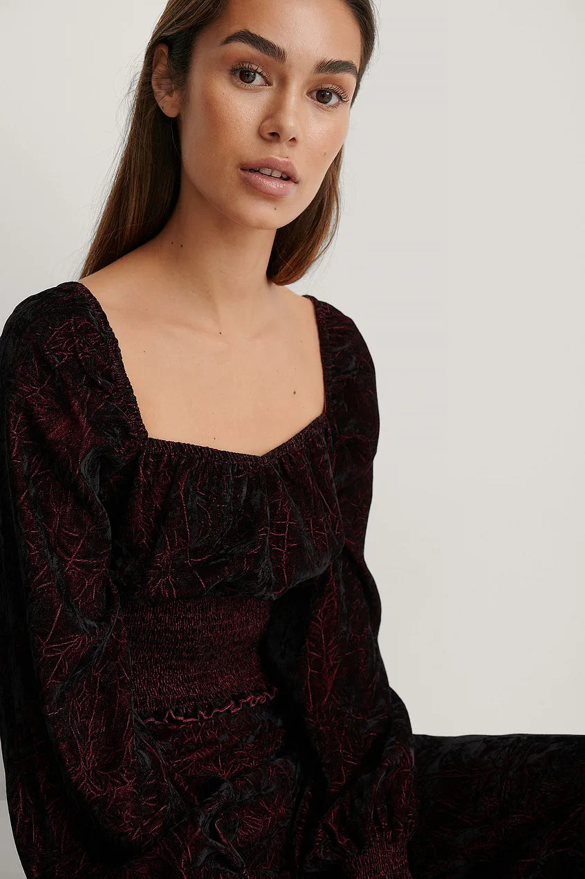 Velvet Smocked Top