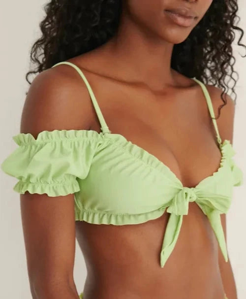 Recycled Off Shoulder Frill Bikini Top