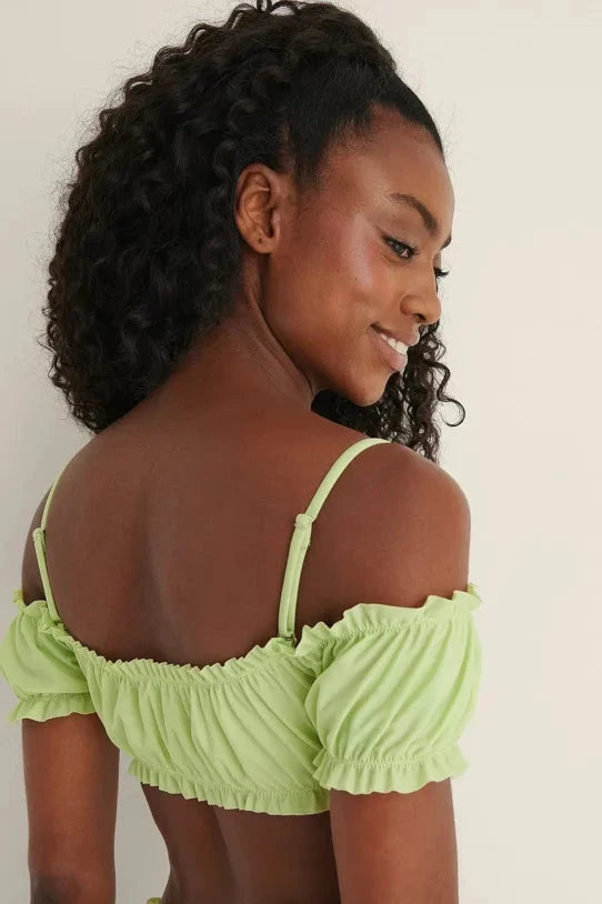 Recycled Off Shoulder Frill Bikini Top